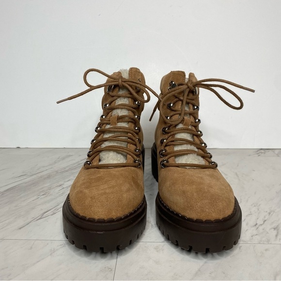Marc Fisher Nairy Brown Suede Lace Up Hiking Bootie 9 1/2 M - Picture 2 of 16